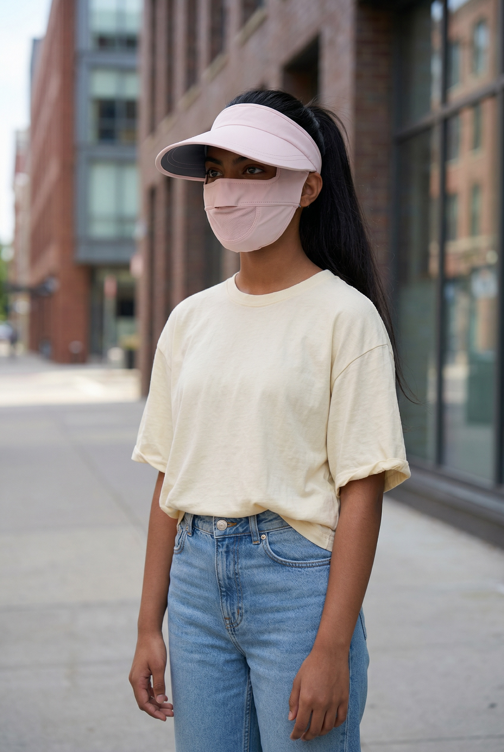 VEYIL UV Protection Visor Cap with Face Mask | UPF 50+ | 99% UV Blockage | Sun Shield for Women