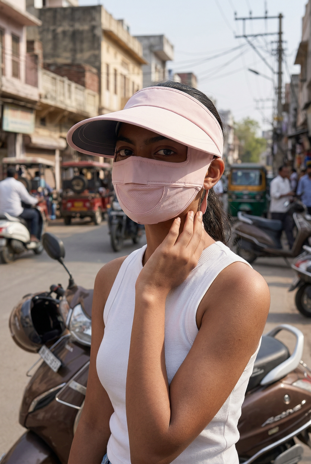 VEYIL UV Protection Visor Cap with Face Mask | UPF 50+ | 99% UV Blockage | Sun Shield for Women