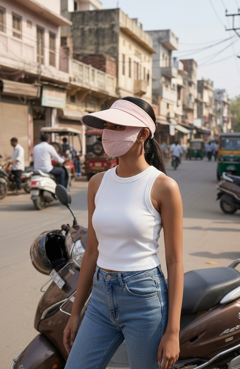 VEYIL UV Protection Visor Cap with Face Mask | UPF 50+ | 99% UV Blockage | Sun Shield for Women